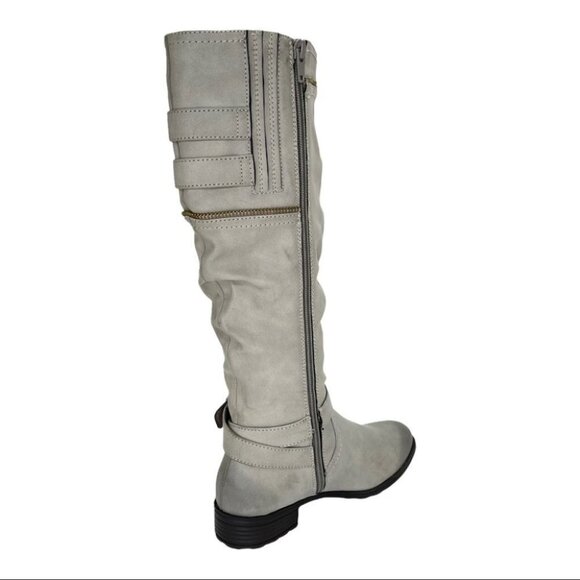 White Mountain Remi Light Grey Faux Leather Knee High Womens Boots Size 5M - Picture 8 of 13